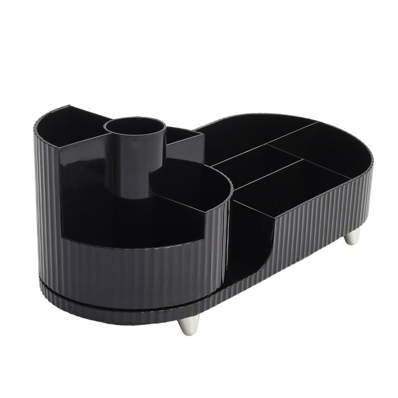 Nakayah Plastic 9 Compartment Makeup Organizer, Black
