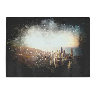 Tempered Glass High over the Chicago Skyline Chopping Board