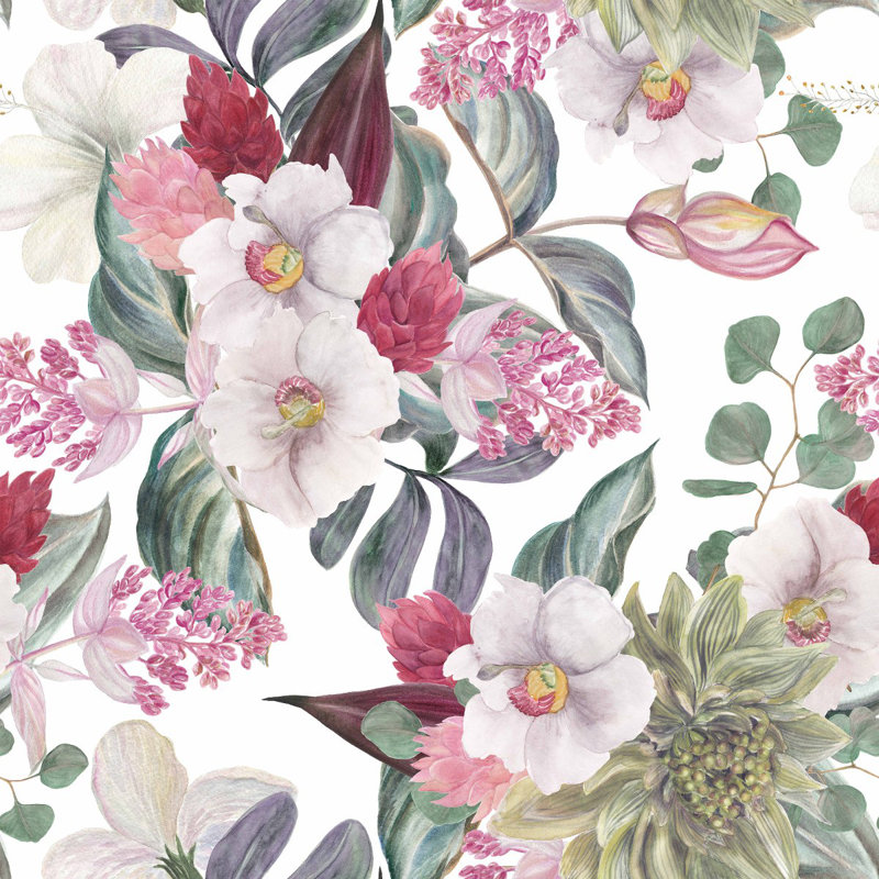 Floral Wall Mural, 8.33' W x 8.33' L