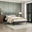 Grand lit plateforme en métal avec finition noire, sérénité de chambre à coucher - cadre transitionnel dans un élément de style moderne-225313710