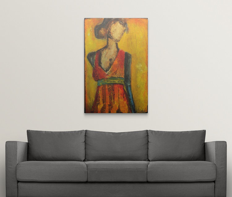 «Wishful Thinker» par Aniello, reproduction d'art, H 26 po x l 20 po x P 1 po, Cadre noir