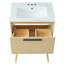 Meuble-lavabo 24 po avec lavabo, armoire de salle de bain multifonctionnelle avec tiroir, panneau de fibres à densité moyenne, naturel