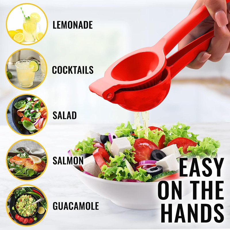 Red Aluminum Manual Citrus Juicer with Ergonomic Handle