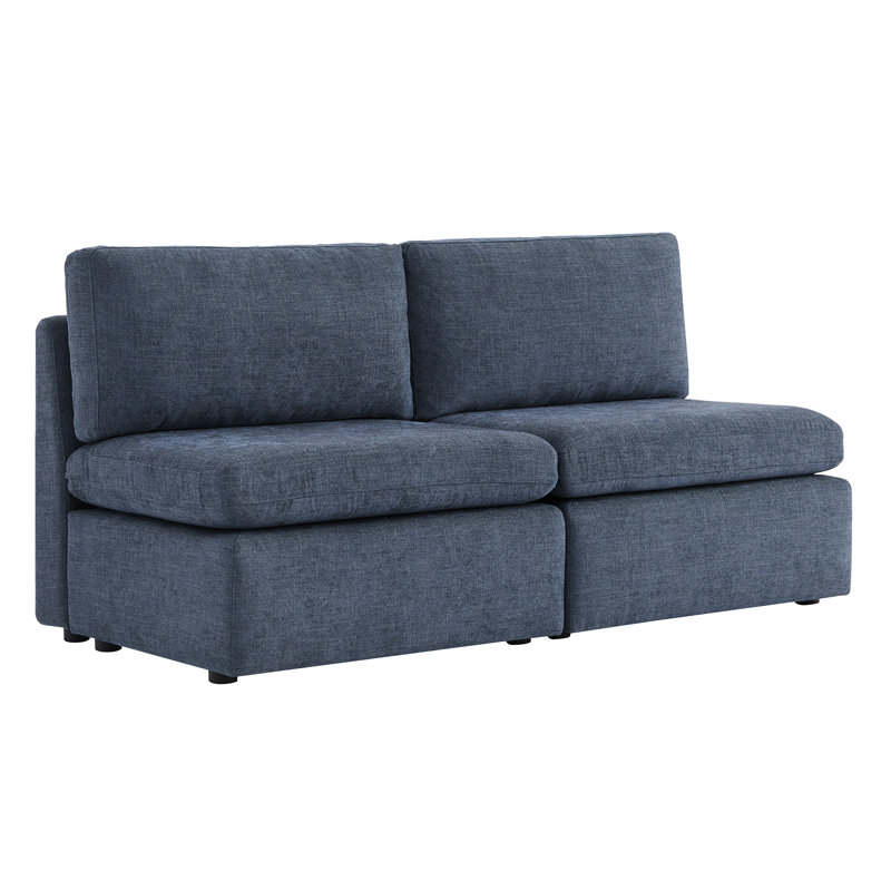 Winfree 68'' Upholstered Modular Armless Sofa, Blue