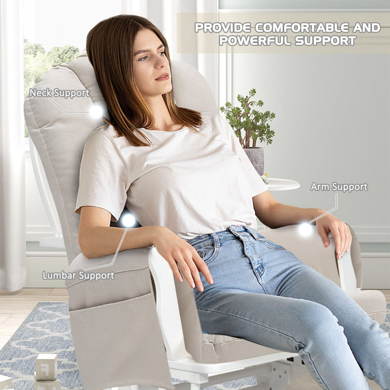Ensemble de remplacement de coussin de chaise berçante en suède pelucheux avec poches de rangement et support ergonomique