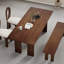 Table de salle à manger rectangulaire noisette solide pour salle à manger / cuisine-1272217781