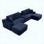 Canapé modulaire en forme de U 125 po avec 2 repose-pieds, siège profond, porte-gobelets et ports USB, velours côtelé, bleu
