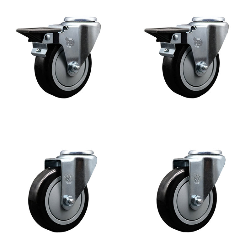 4-Piece Polyurethane Caster Set, Black