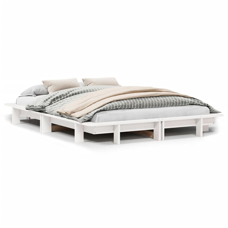 Bed Frame Without Mattress Solid Wood Pine, Small Single (2'6), White