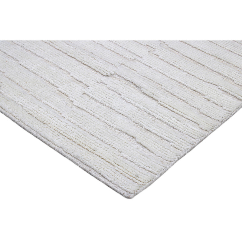 Wool Abstract Area Rug in Ivory/White