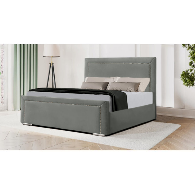 Mukkesh Upholstered Bed, Small Double (120 x 190 cm), Chrome