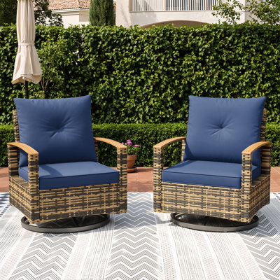  Outdoor 2 Pack Wicker Outdoor Swivel Patio Chairs