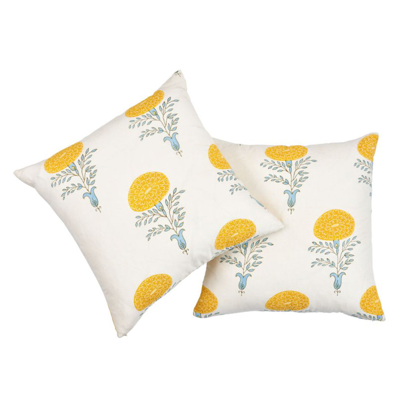 Schumacher x Molly Mahon Marigold Pillow, Yellow