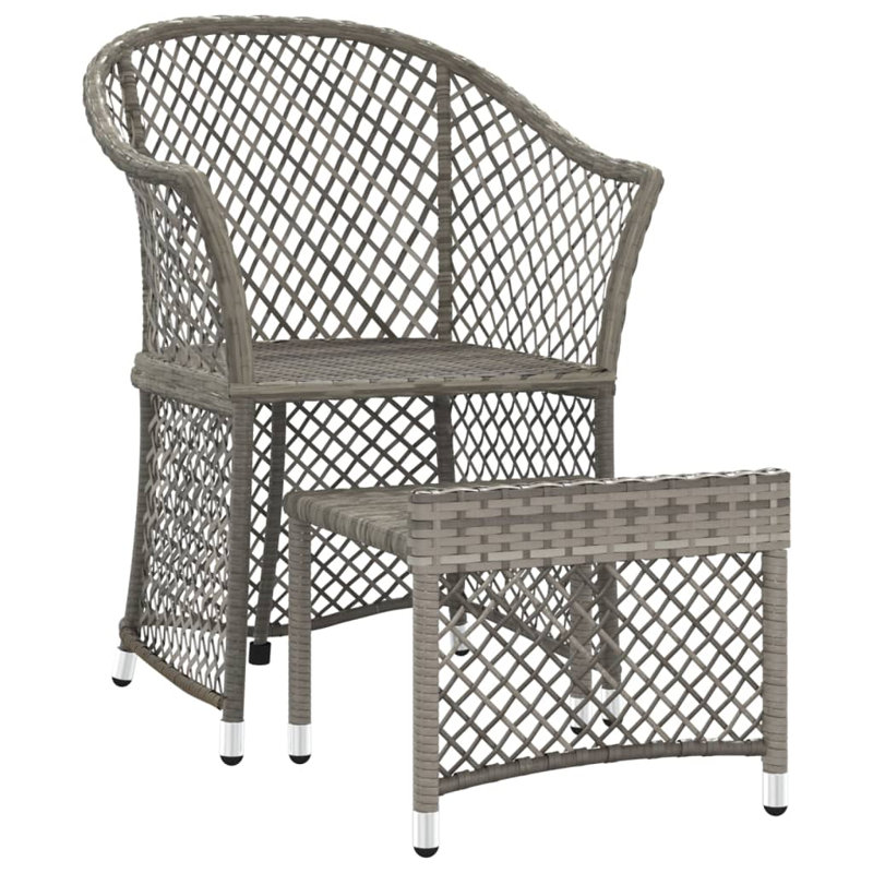 Wicker Outdoor Lounge Chair with Ottoman, Gray, Dark Gray