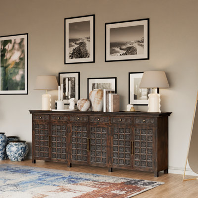 6-drawer 6-door Carved Solid Wood Sideboard