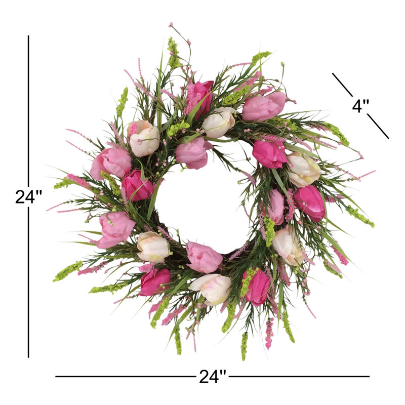 Tulipes avec couronne en polyuréthane verte
