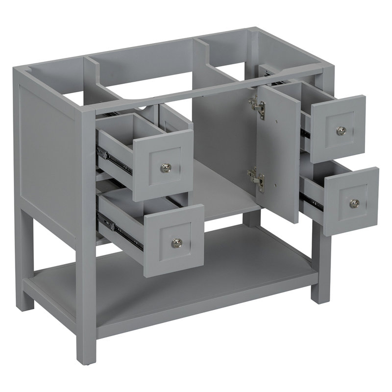 Ensemble de meuble-lavabo sur pied sans lavabo, Gris