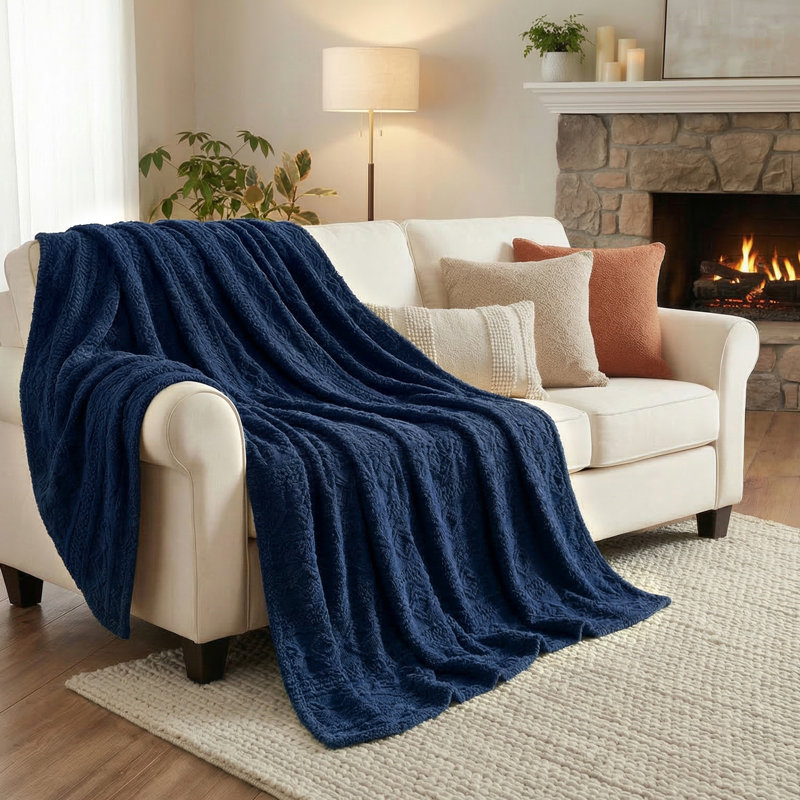 Literie moelleuse Boho, Double/Grand, Marine