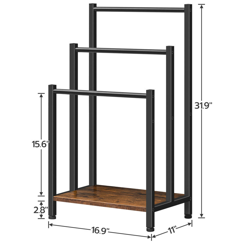 Metal Blanket/Quilt Rack, Black/Rustic Brown