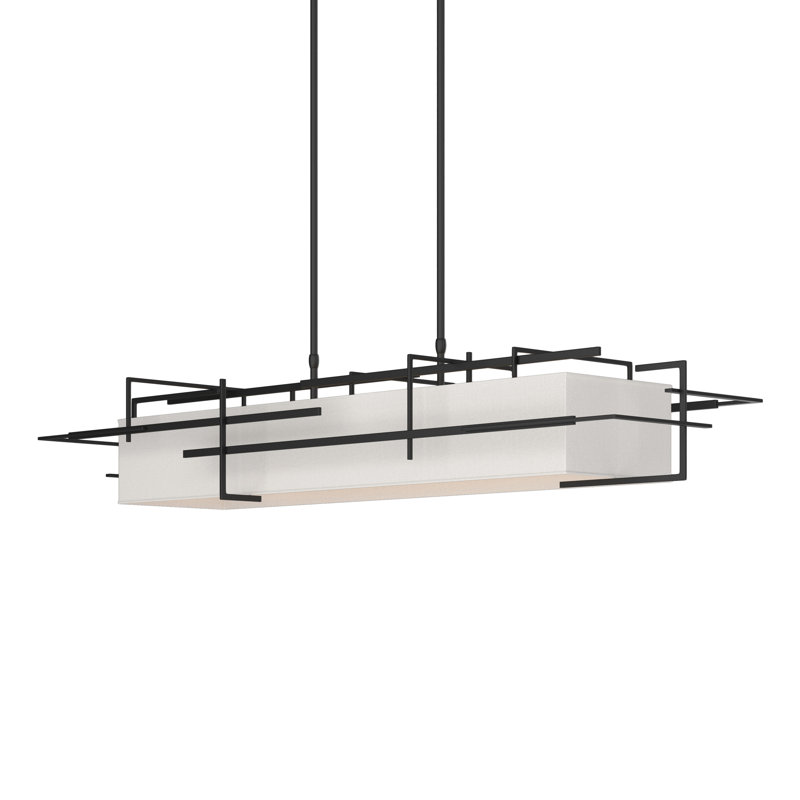 4 - Light Kitchen Island Linear Pendant, Flax, Black