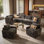 Ensemble de canapé modulaire en L 7 pièces avec fauteuils pivotants en velours côtelé Hogle