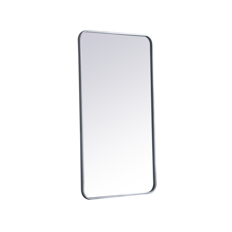Sabine Metal Rounded Rectangle Wall Mirror, 40" x 22", Silver