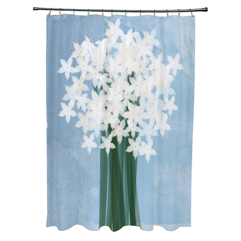 Amanda Floral Shower Curtain, Light Blue