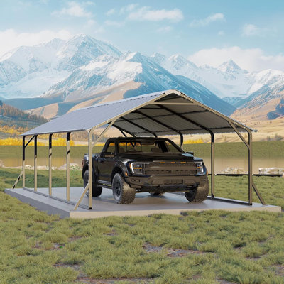 11'x20'x9' Metal Carport,Steel Heavy Duty Carport for All-Weather, Outdoor Garage Car Port for Boats, Tractors, Pickup Trucks or Party, Dark Gray