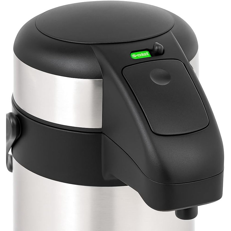 Stainless Steel Pump Action Airpot 5 Litre – Double Wall Insulated Hot & Cold Drinks Dispenser With Carry Handle, Anti-Spillage Locking Lid, Durable & Compact