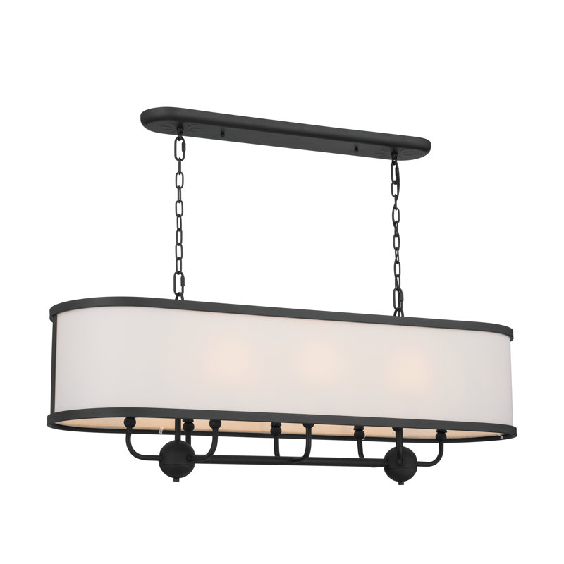 8 - Light Dimmable Linear Chandelier, Textured Black
