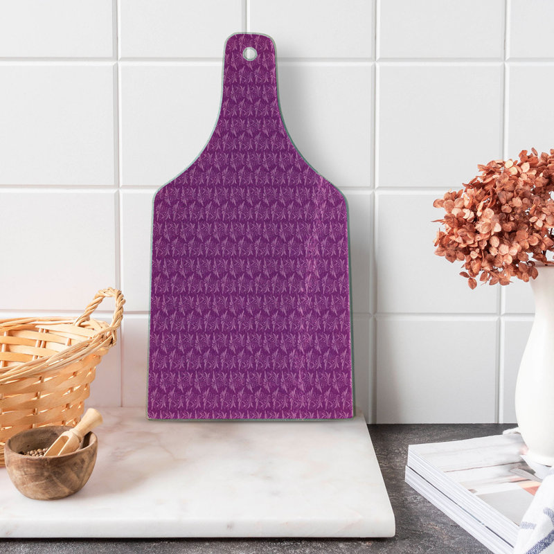 Ambesonne Damask Tempered Glass Cutting Board Abstract Flowers Graphic Magenta Fuchsia