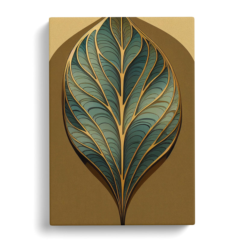 Art Deco Leaf No.1 - Wrapped Canvas, 50cm H x 35cm W x 3cm D
