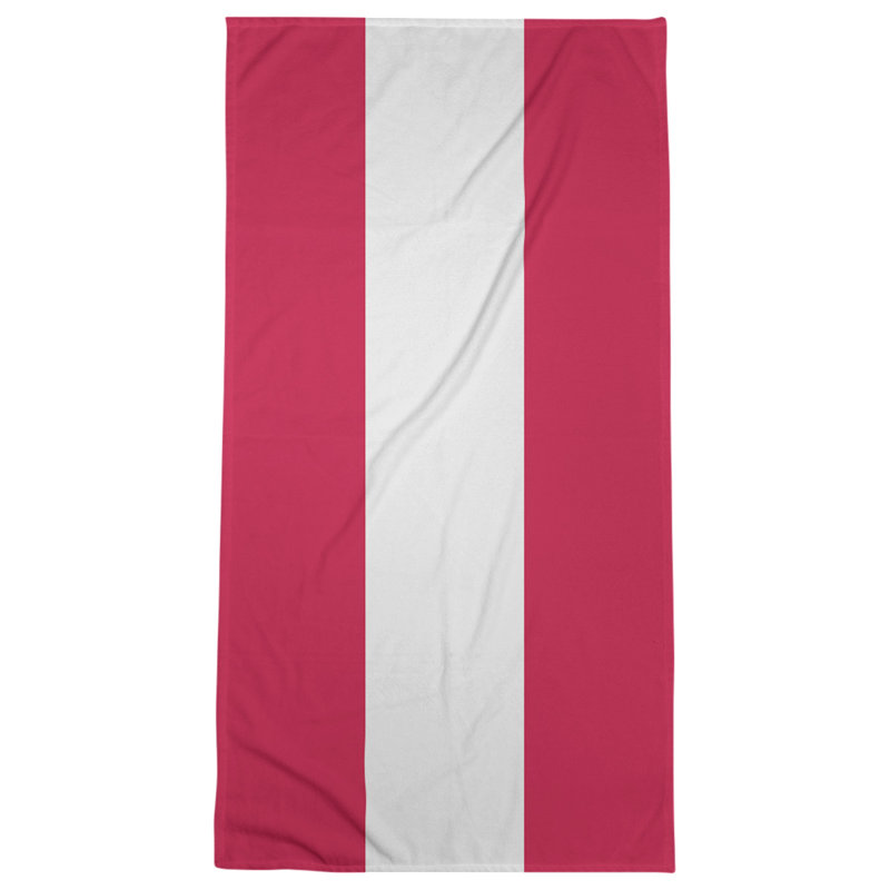 Cotton Blend Lightweight Bath Towel, White/Red