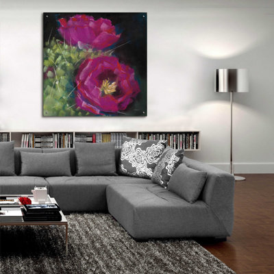 «Blooming Succulent III» par Carol Rowan, art mural en verre acrylique, 36 po x 36 po