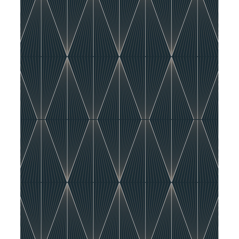 Rouleau géométrique Adriannah, Bleu marine / argent métallique