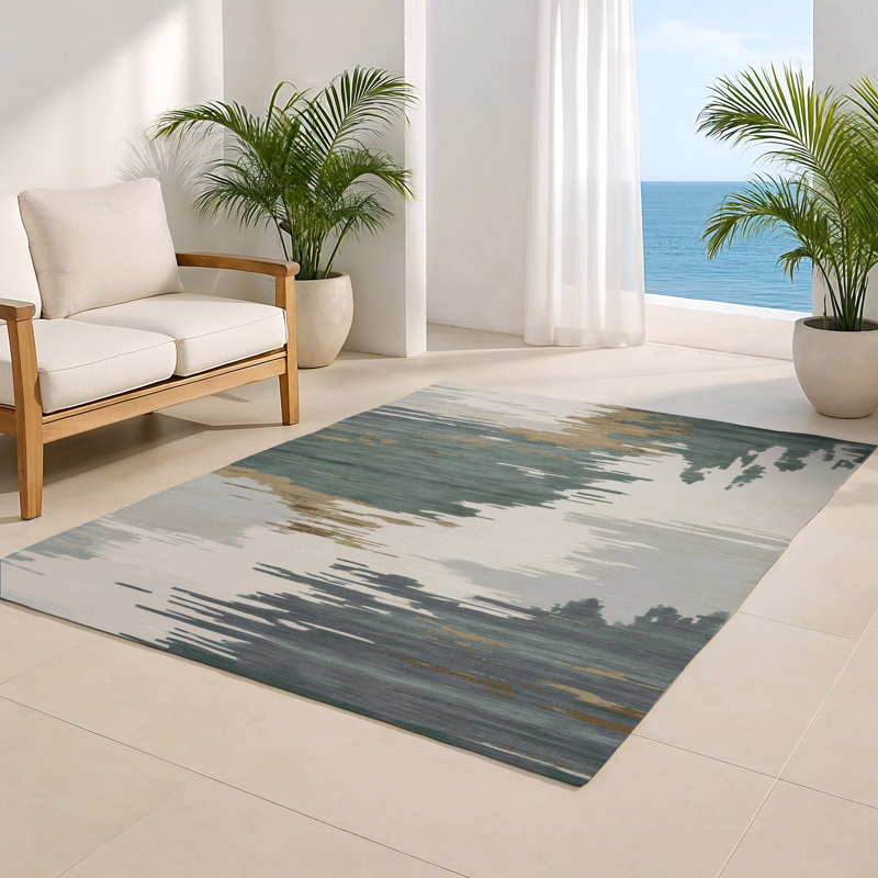 Watercolor Gray Indoor and Outdoor Area Rug, Rectangle 4' x 6'