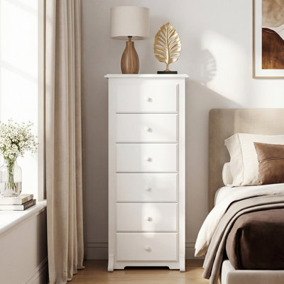 Tall 6-Drawer Storage Dresser, Chest of Drawers for Bedroom & Living Room with Ample Storage