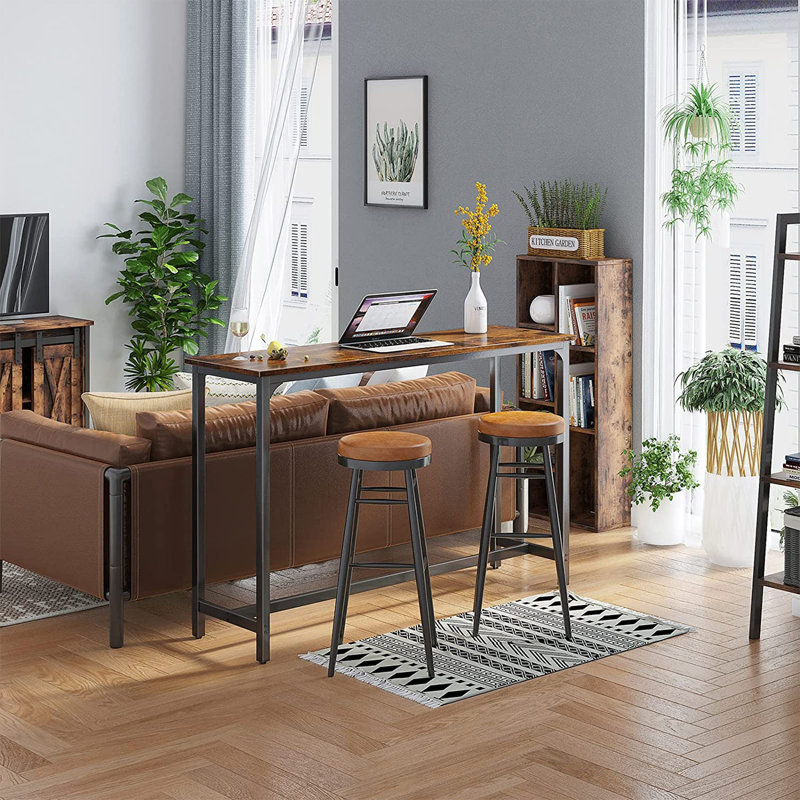 ODK 55" Rustic Brown Wood Bar Height Pub Table