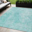 Tapis d'extérieur lavable abstrait bleu sarcelle et ivoire 5 pi x 8 pi