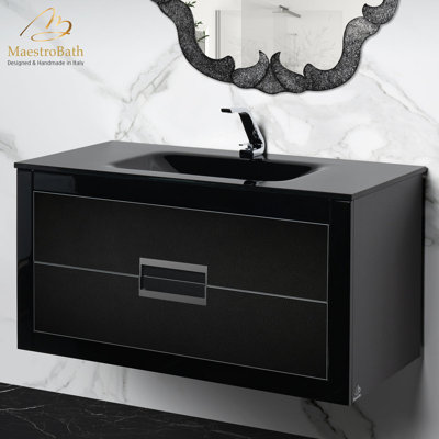 Danya 40'' Single Bathroom Vanity with Tempered Glass Top