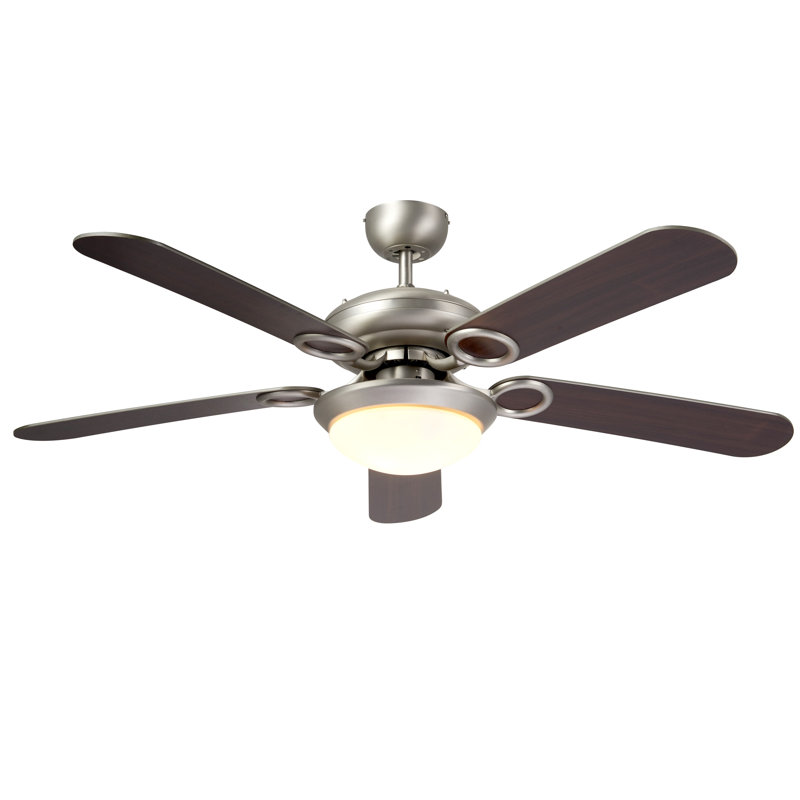 52'' Ceiling Fan with Light Kit, Silver with Walnut/Silver Blades