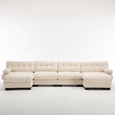 Spacious Deep Seat Sectionals, Wood Modern U Shaped Sofa For Home