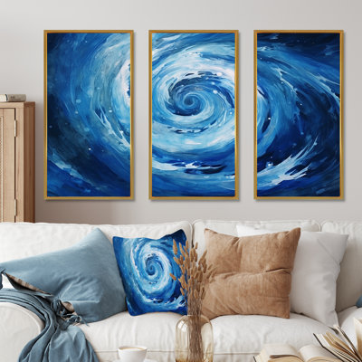 Blue Swirl Wave Spiral VI - Abstract Spirals Wall Art Print Set