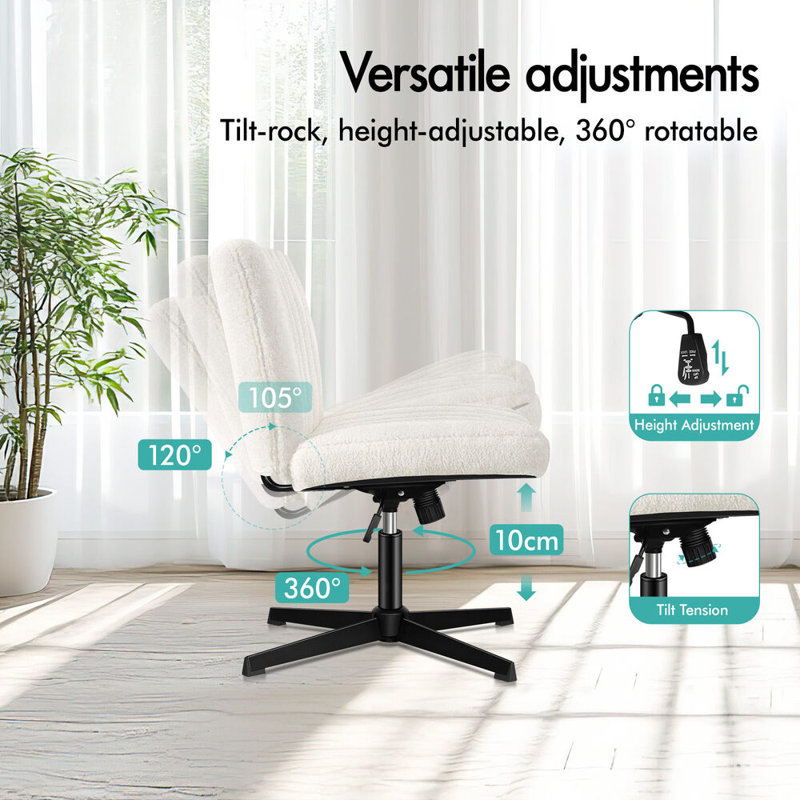 Office Chair with Ottoman, White