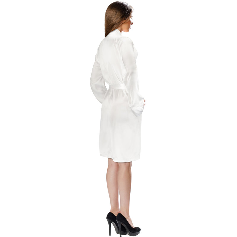 SILK SHORT ROBE WHITE, Small / Medium