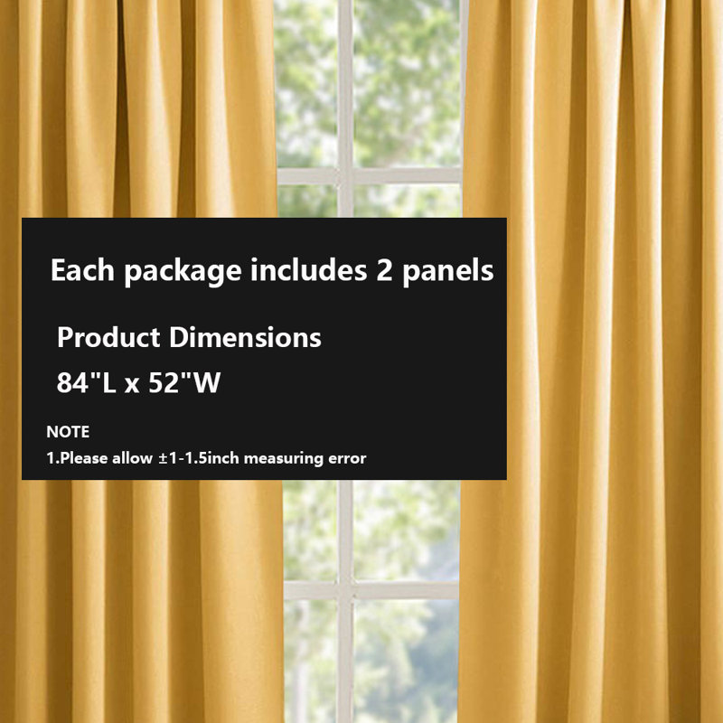 Room Darkening Curtains，2 Panels Set, 52" W x 84" L