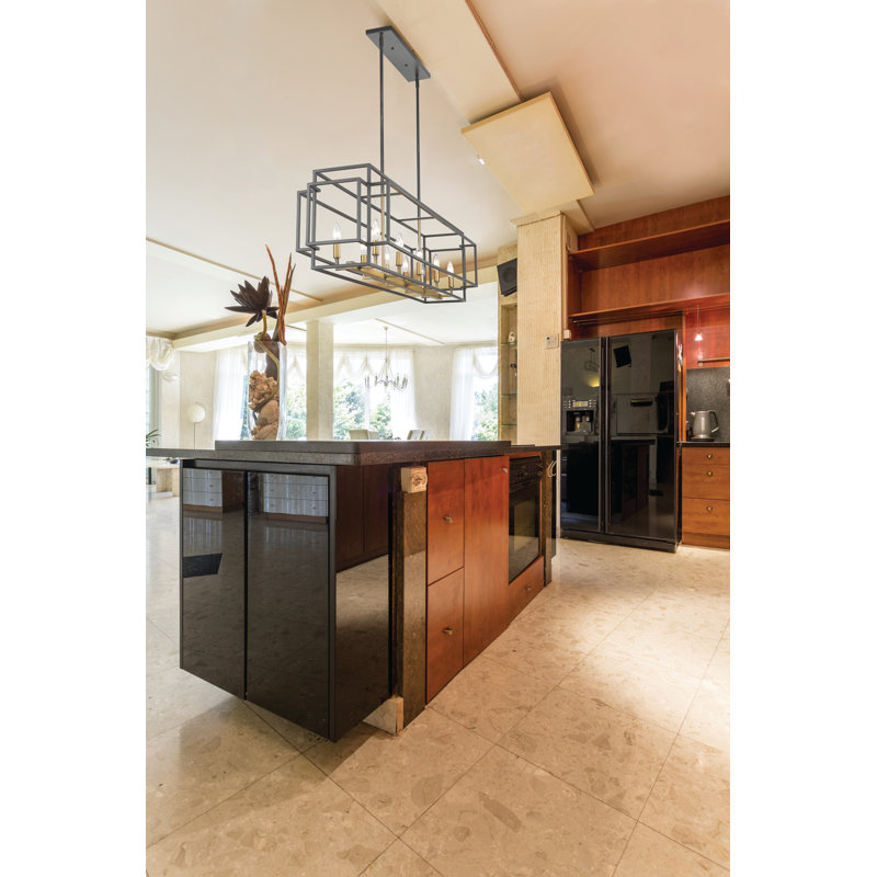 Luminaire suspendu linéaire à 10 lumières pour îlot de cuisine Orona, Bronze / laiton vieilli