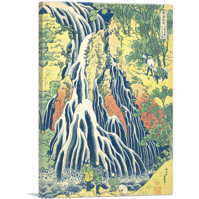 Pilgrims At Kirifuri Waterfall On Mount Kurokami In Shimotsuke 1831 by Katsushika Hokusai - Wrapped Canvas Painting