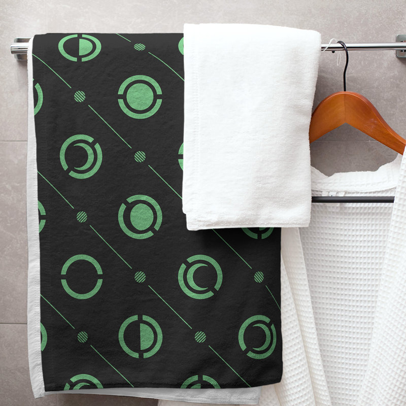 Serviette de bain Classic, Noir/vert