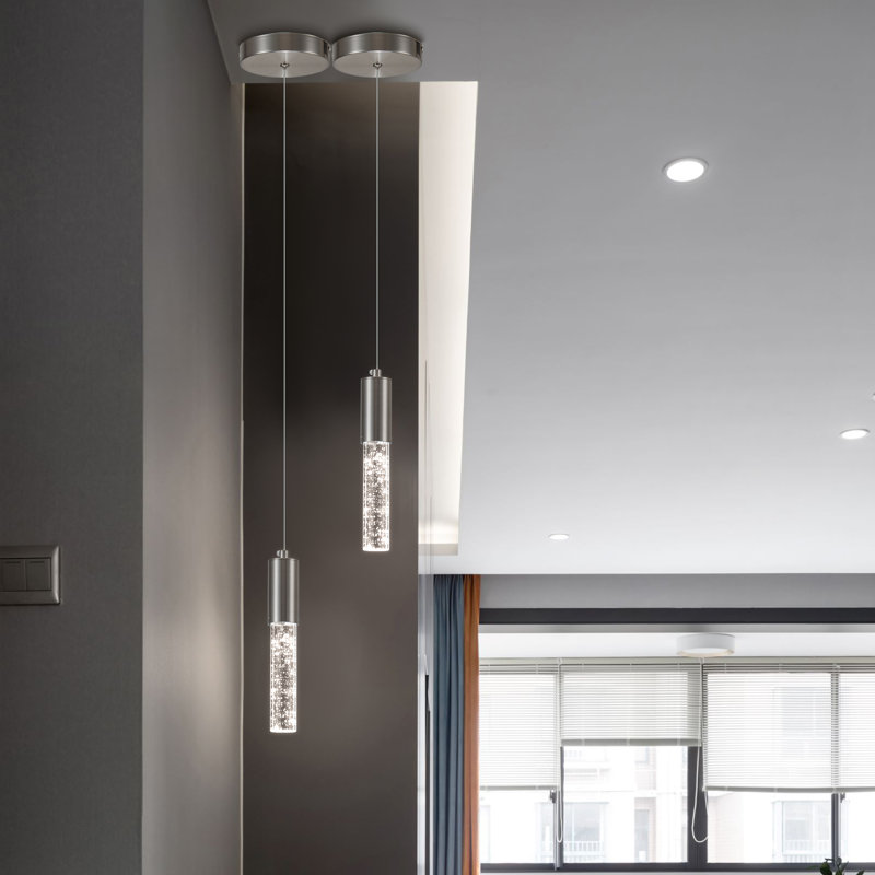 Luminaire suspendu en argent 2 lumières Sokin